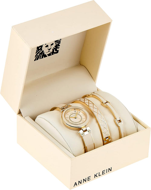 Anne Klein Women's Accented Bangle Watch and Bracelet Set, AK/3296