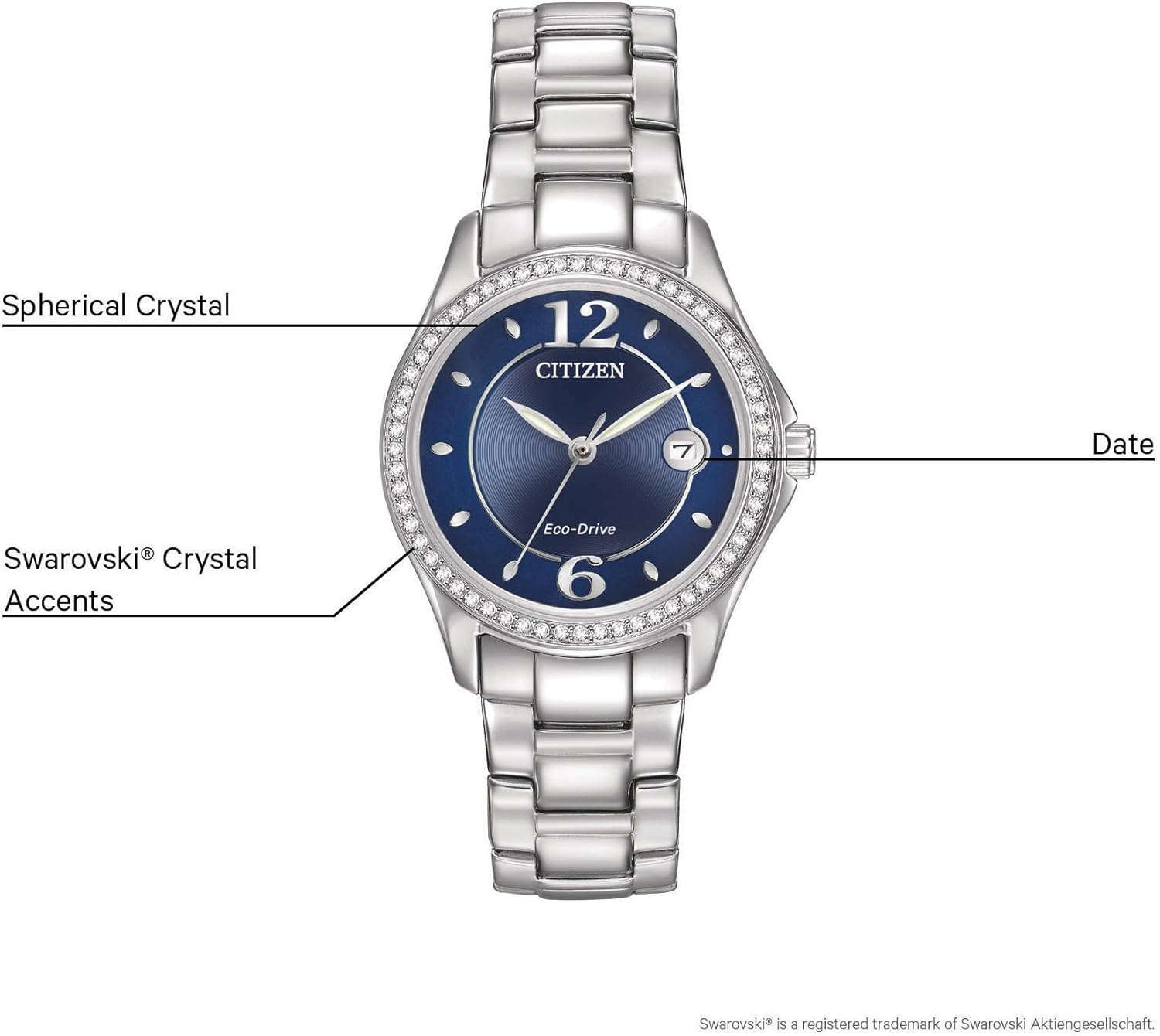 Citizen Women's Eco-Drive Dress Classic Crystal Watch in Stainless Steel