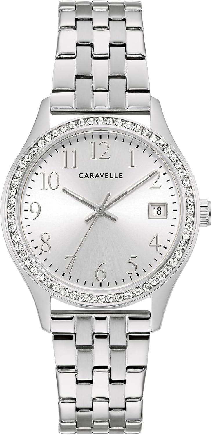 Caravelle by Bulova Ladies' Crystal Watch and Bracelet Gift Set, Day-Date