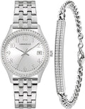 Caravelle by Bulova Ladies' Crystal Watch and Bracelet Gift Set, Day-Date