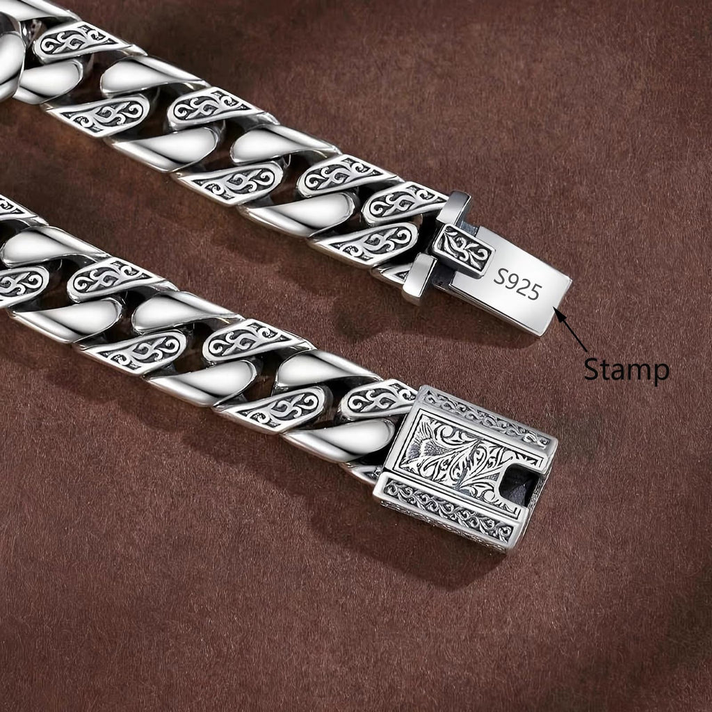 Italian Handmade Sterling Silver Men's Bracelet, Solid S925 Chain, Medieval Style, Gift for Dad, Boyfriend, Son