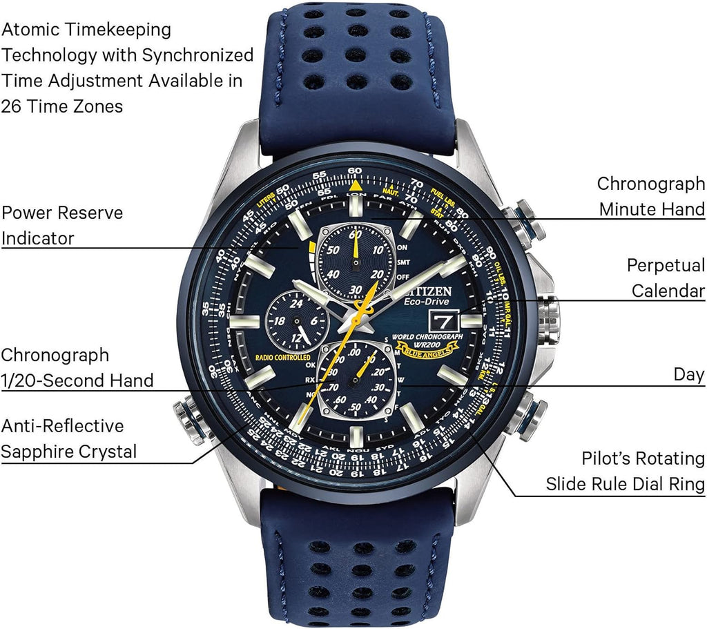 Citizen Men's Eco-Drive Sport Luxury World Chronograph Atomic Time Keeping Watch