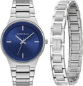 Caravelle Men's Modern Stainless Steel 3-Hand Quartz Watch and Bracelet Box Set, 40mm Style: 43K101